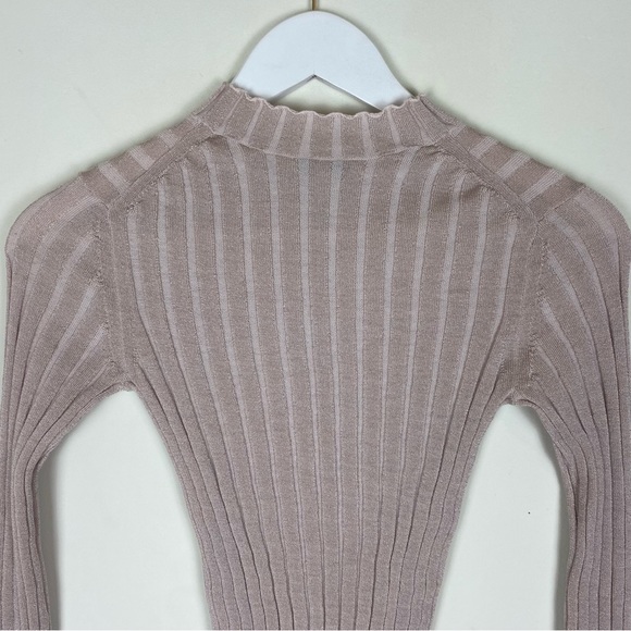 Vince Ribbed Mock Neck Pullover Shirt Sweater in Chiffon - Picture 11 of 14
